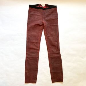 Helmut Lang Patina Burgundy Suede Leather Leggings